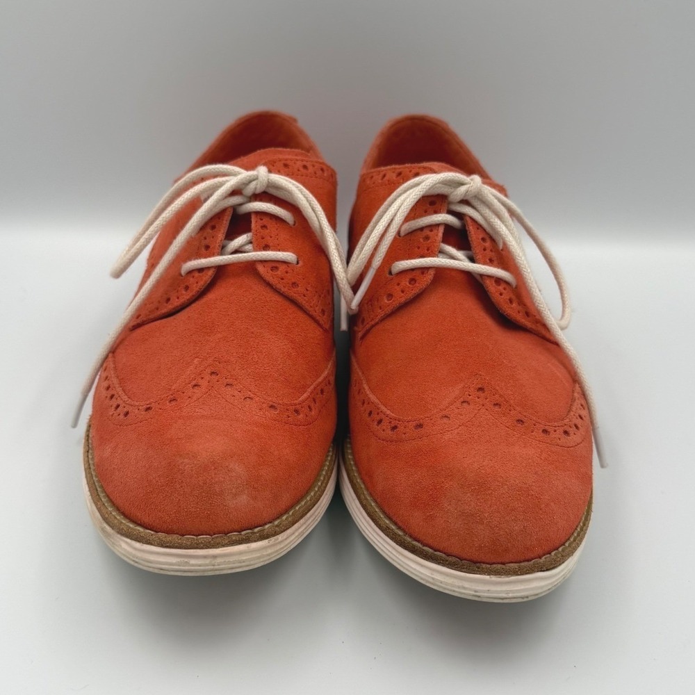 Cole Haan Womens Lunar Grand Wingtip Oxford 8.5 B Orange Suede Leather Shoes - Picture 7 of 8